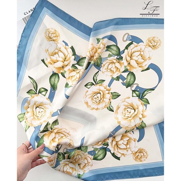 Satin Bandanas Head A17 Blue Scarf Women Lightweight Silk Hair Wrap Sleep Scarf - Picture 2 of 6